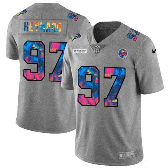 Pittsburgh Steelers 97 Cameron Heyward Men Nike Multi Color 2020 NFL Crucial Catch NFL Jersey Greyheather